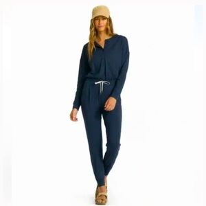 Vuori Lux Henley Jumpsuit in Ink Heather NWOT Small Activewear Loungewear